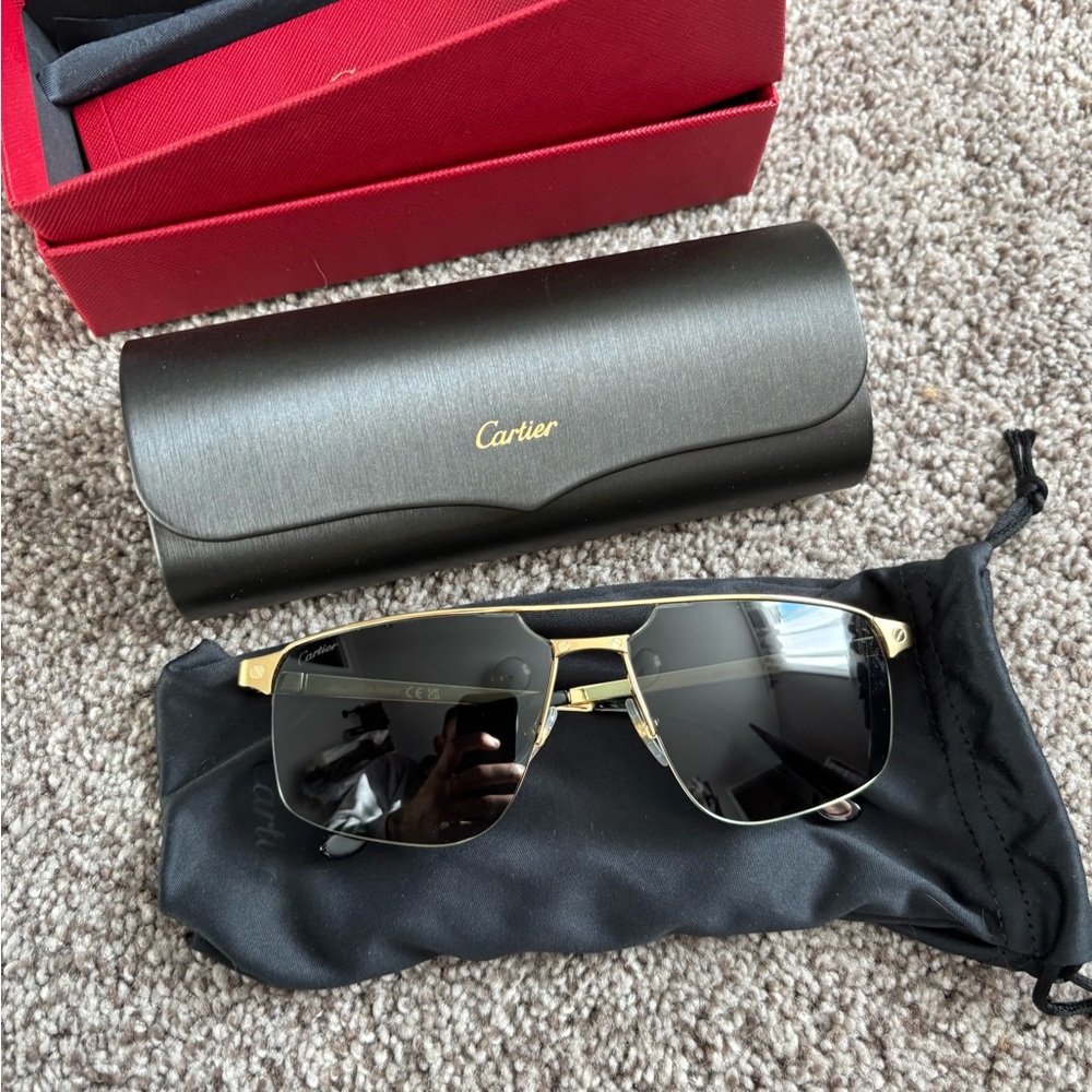 Cartier Gold Frame Sunglasses with green lenses